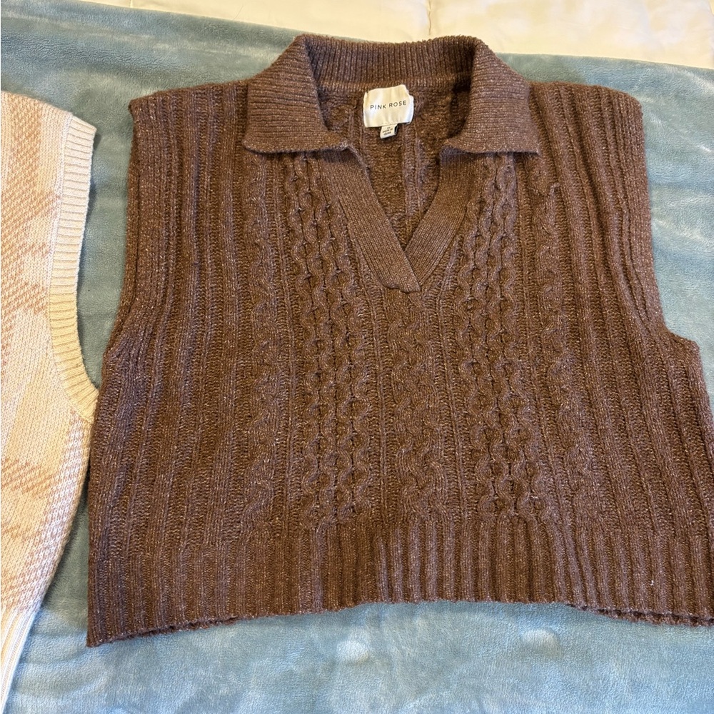 Cable Knit Brown Sweater Vest